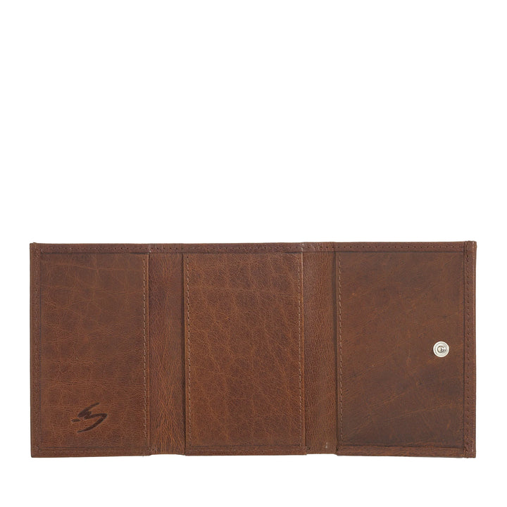 Nuvola Pelle Cartera Pequeña para Hombre y Mujer en Piel de Búfalo - Elegante Monedero Tríptico con Botón, Compartimentos para Tarjetas, Tarjetas y Billetes