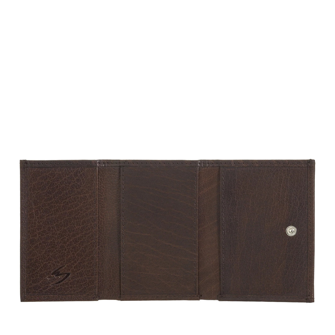 Nuvola Pelle Petit Portefeuille pour Homme et Femme en Cuir de Buffle - Élégant à Trois Volets avec Bouton Porte-Monnaie, Compartiments pour Cartes, Cartes et Billets de Banque