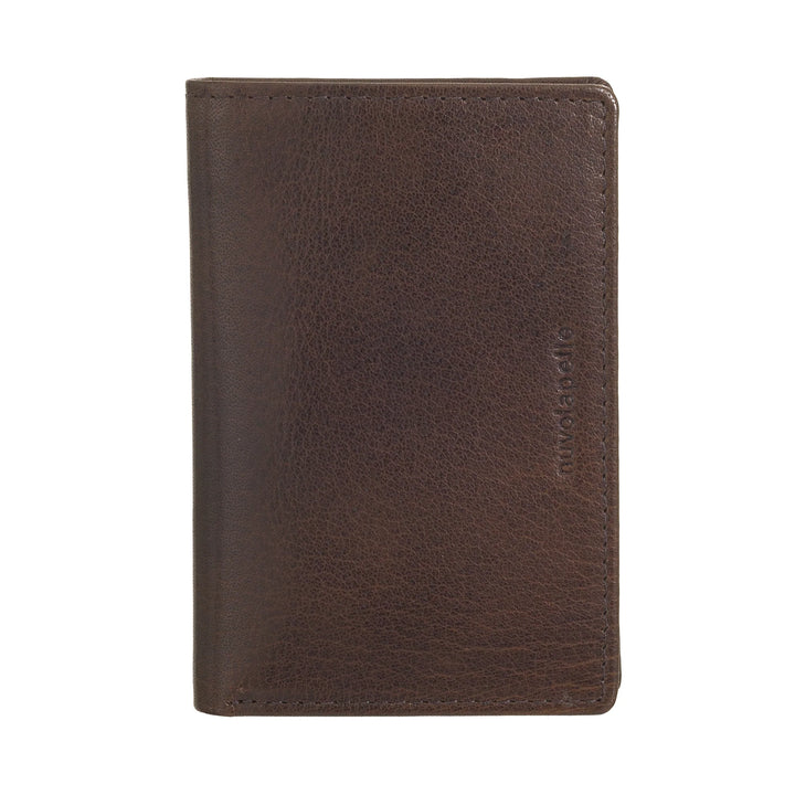 Nuvola Pelle Petit portefeuille pour homme en cuir de buffle véritable, porte-cartes fin avec fermeture éclair au dos, format de poche, compact