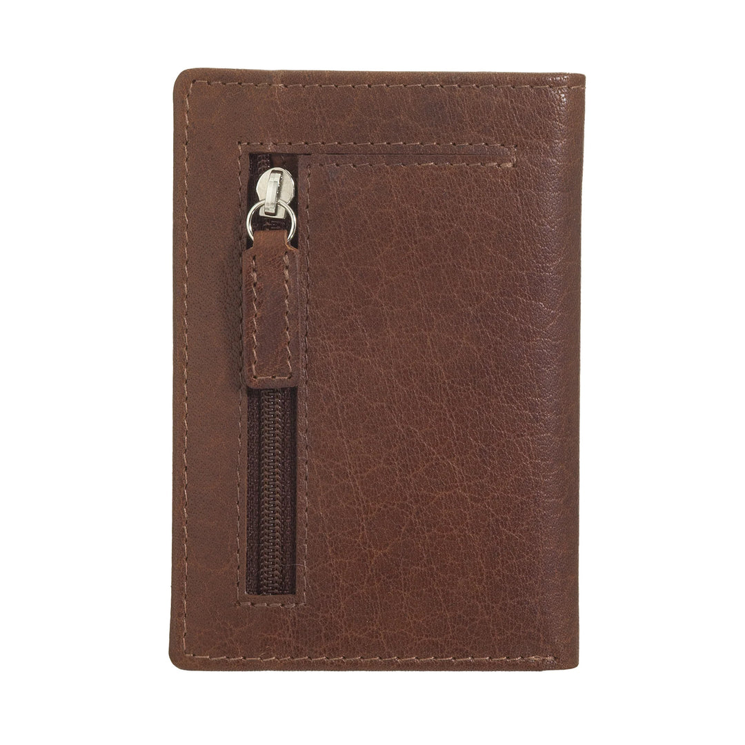 Nuvola Pelle Portafoglio Uomo Piccolo di Vera Pelle Bufalo, Portafoglio Portacarte Slim con Cerniera Zip Posteriore, Tascabile, Compatto