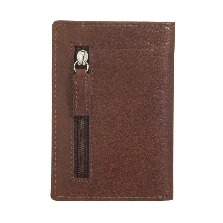 Nuvola Pelle Portafoglio Uomo Piccolo di Vera Pelle Bufalo, Portafoglio Portacarte Slim con Cerniera Zip Posteriore, Tascabile, Compatto