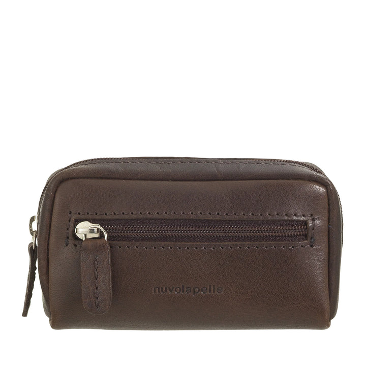 Nuvola Pelle Llavero Monedero para Hombre y Mujer en Piel de Búfalo - Estuche Pequeño con Cremallera y 2 Anillas para Llaves