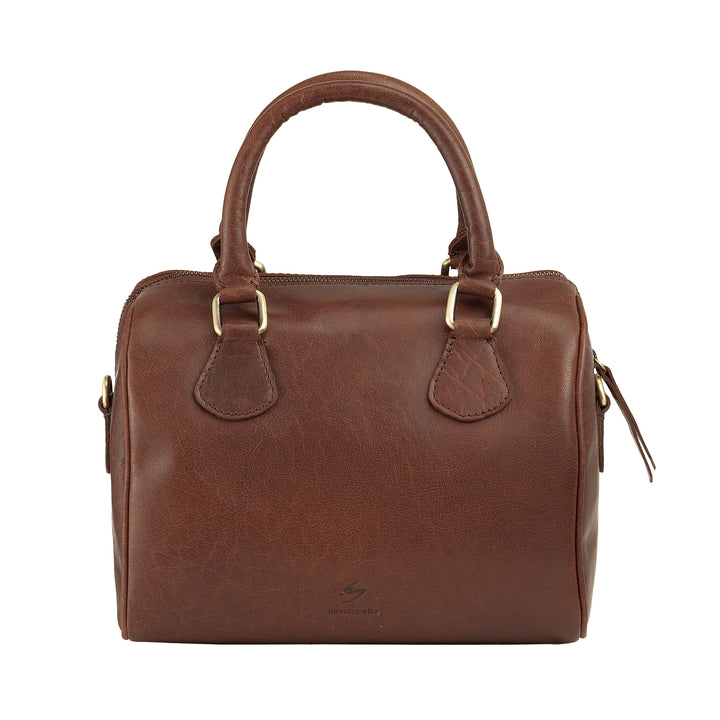 Nuvola Pelle Bolso de Mujer en Auténtica Piel de Búfalo con Bandolera Ajustable - Elegante Bolso Vintage con Cierre de Cremallera y Doble Asa