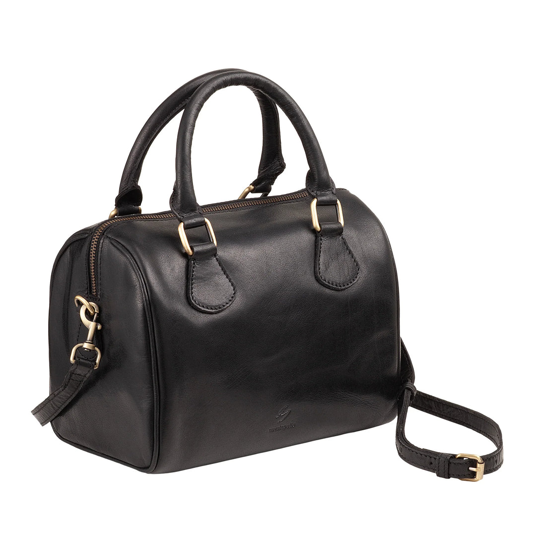 Nuvola Pelle Bolso de Mujer en Auténtica Piel de Búfalo con Bandolera Ajustable - Elegante Bolso Vintage con Cierre de Cremallera y Doble Asa
