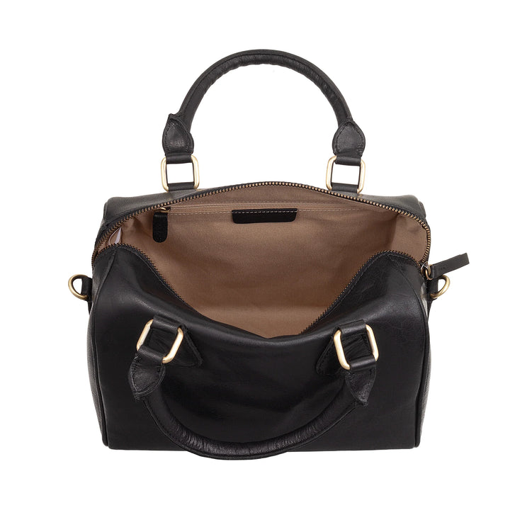 Nuvola Pelle Bolso de Mujer en Auténtica Piel de Búfalo con Bandolera Ajustable - Elegante Bolso Vintage con Cierre de Cremallera y Doble Asa