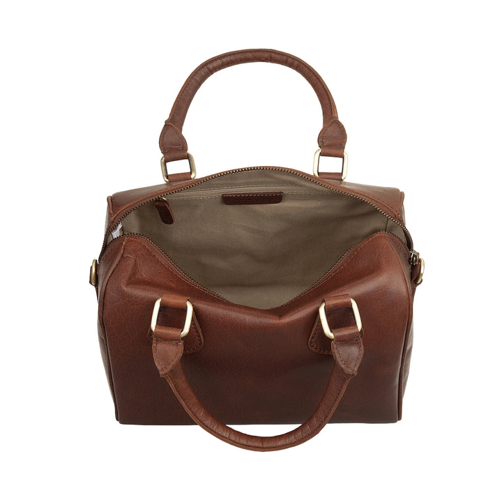 Nuvola Pelle Bolso de Mujer en Auténtica Piel de Búfalo con Bandolera Ajustable - Elegante Bolso Vintage con Cierre de Cremallera y Doble Asa