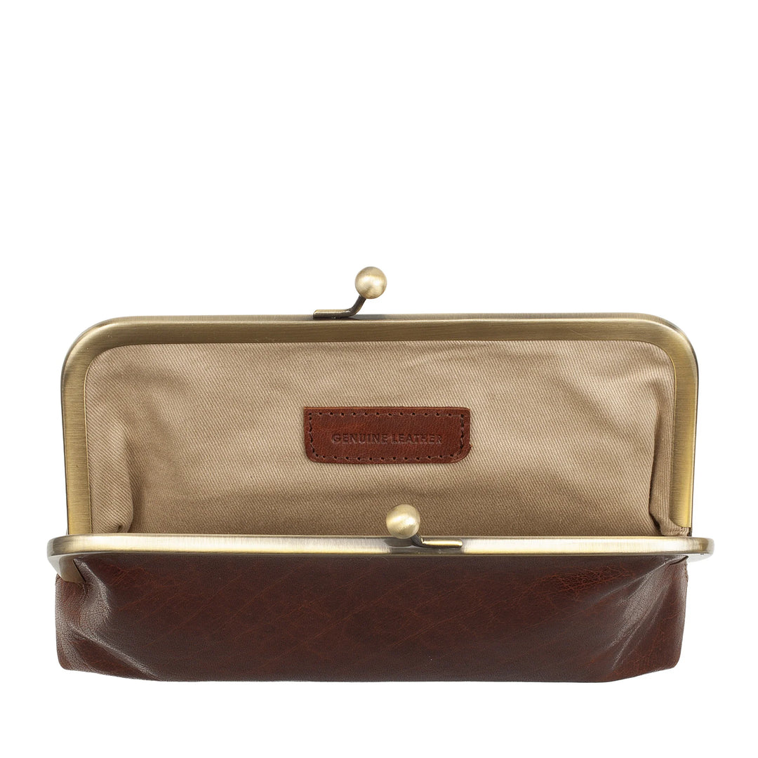 Nuvola Pelle Bolso de Mujer en Auténtica Piel de Búfalo Vintage con Cierre Clic Clac y Bandolera Ajustable Desmontable - Pequeño Bolso Retro Elegante
