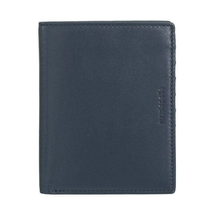 Nuvola Pelle Cartera tipo libro vertical de piel para hombre - Cartera grande multibolsillos para monedas, documentos, tarjetas de crédito y tarjetas