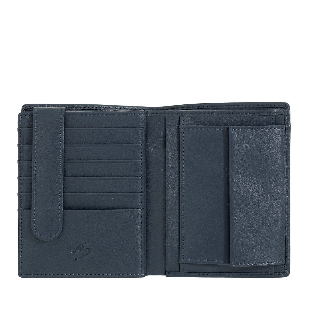 Nuvola Pelle Cartera tipo libro vertical de piel para hombre - Cartera grande multibolsillos para monedas, documentos, tarjetas de crédito y tarjetas