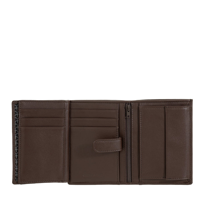 Nuvola Pelle Portafoglio Verticale Uomo in Pelle Nappa - Portafoglio con Portamonete, Slot Porta Carte Tessere e Tasche Trasparenti