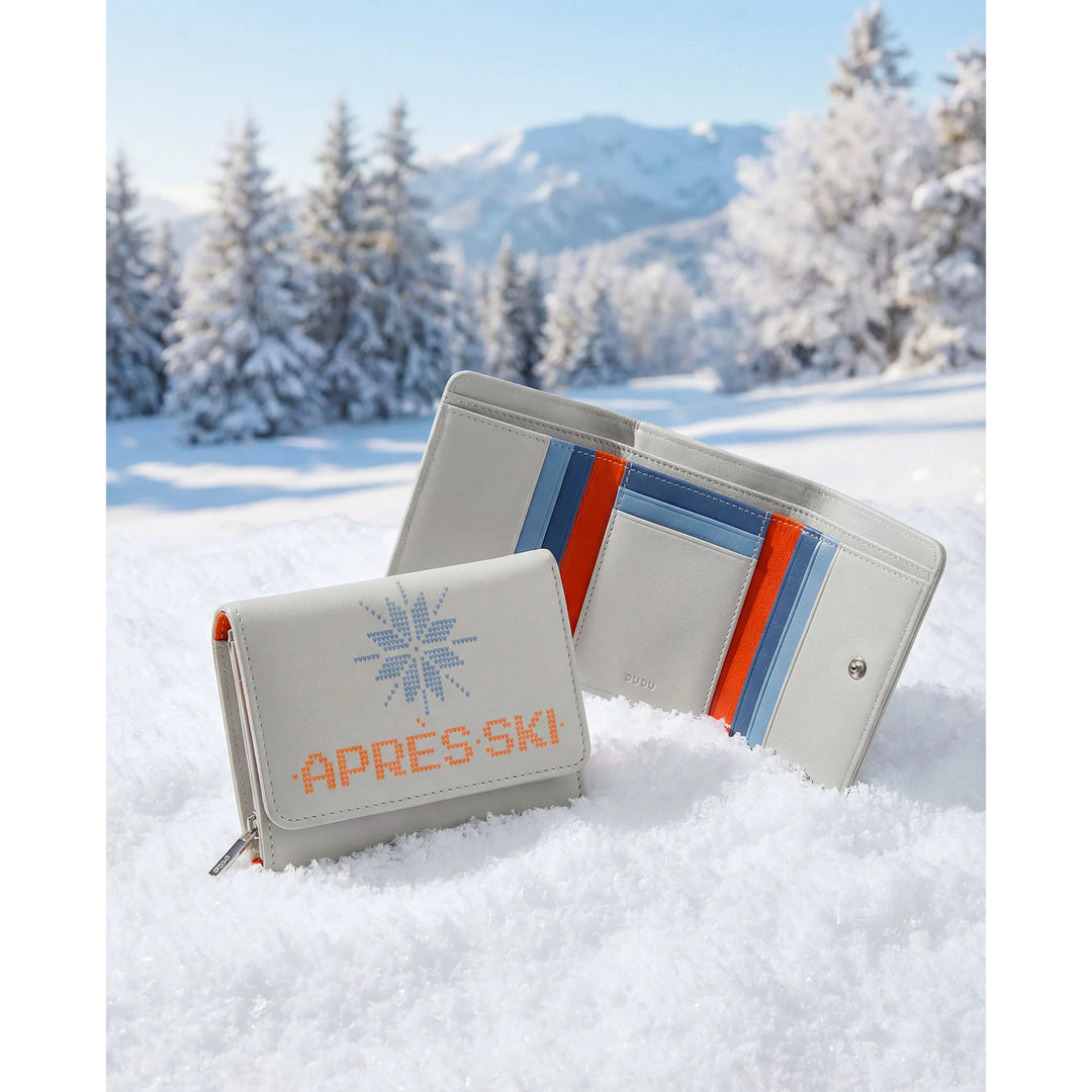 DUDU Petit Portefeuille en Cuir pour Femme avec Porte-Monnaie Zippé - Design Compact et Écriture Après Ski - Portefeuille pour Cartes et Billets, Mode Tendance