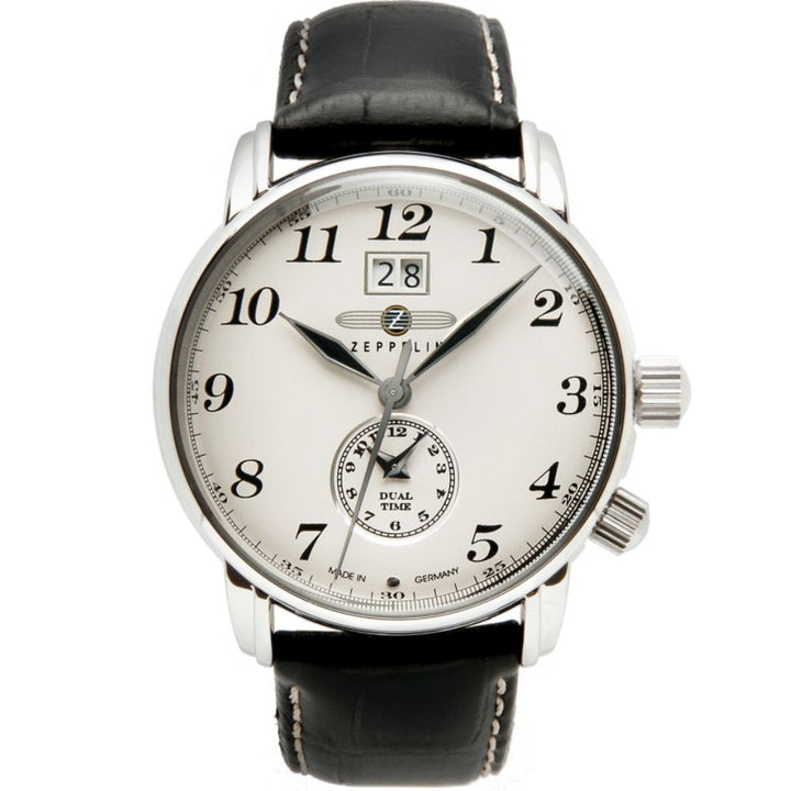 Montre Zeppelin LZ127 Graf Dual Time 42mm acier quartz beige 7644-5
