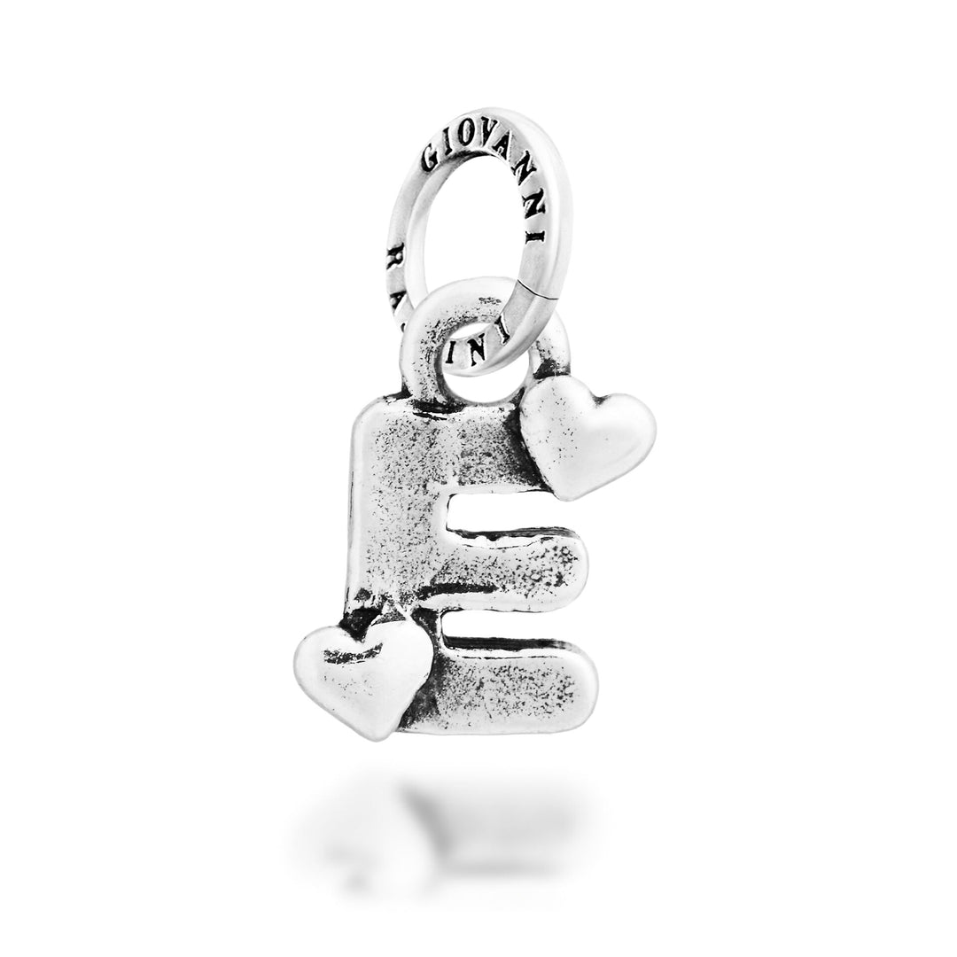 Giovanni Raspini Charm "E" Corazones - Charm Plata - 12781