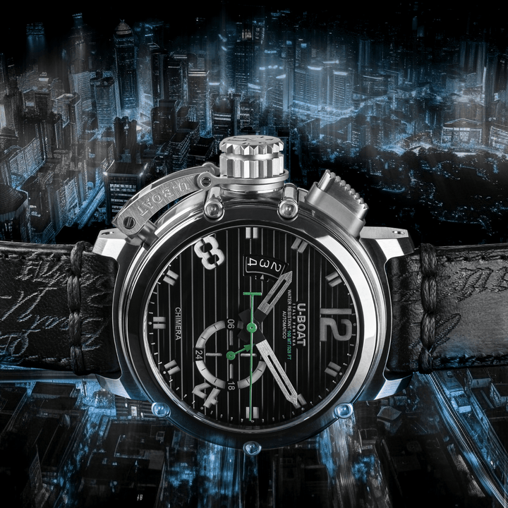 Montre U-BOAT Chimera 46mm acier automatique noir 9605