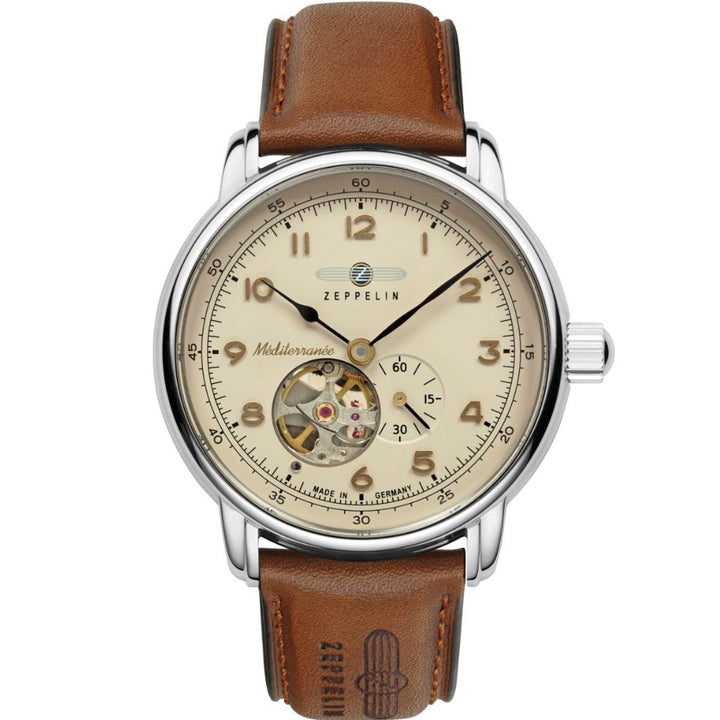 Montre Zeppelin LZ121 Mediterranée Automatique Ouverte 40mm beige automatique acier 9666-5