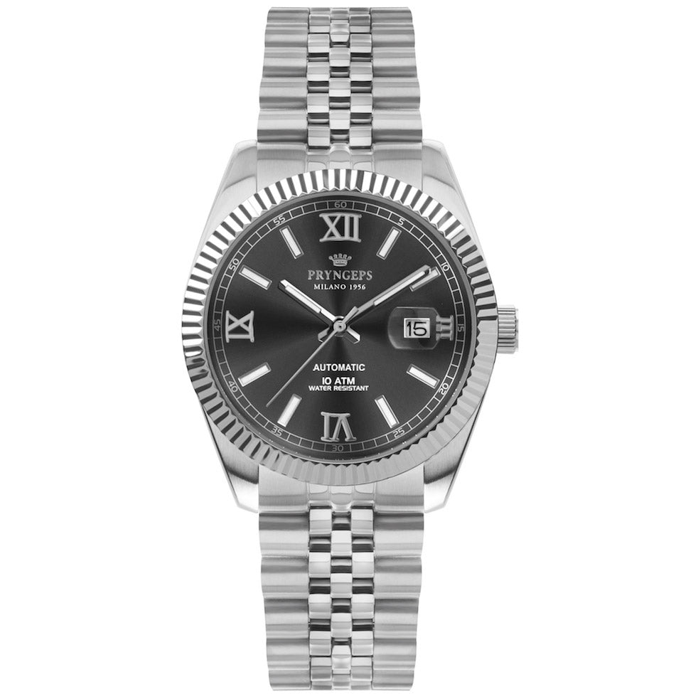 Pryngeps Erre X 40mm black automatic steel watch A1099/1 NE