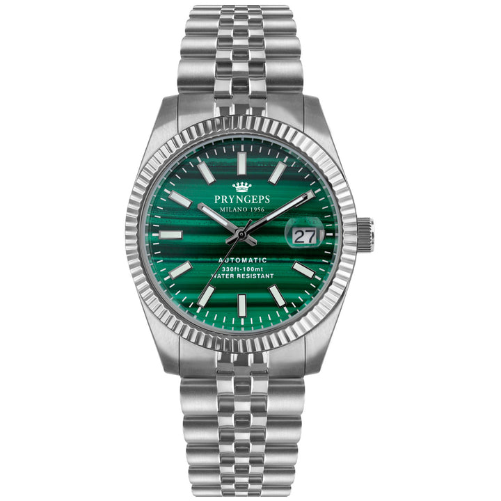 Pryngeps orologio Erre X Malachite 40mm verde quartz acciaio A1209 MA