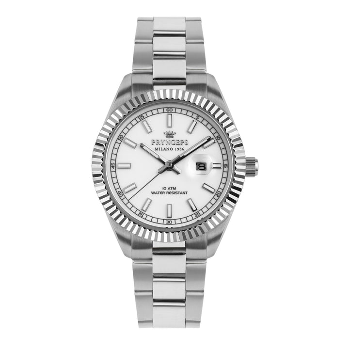 Reloj Pryngeps para hombre 41mm acero blanco cuarzo A1212 BI