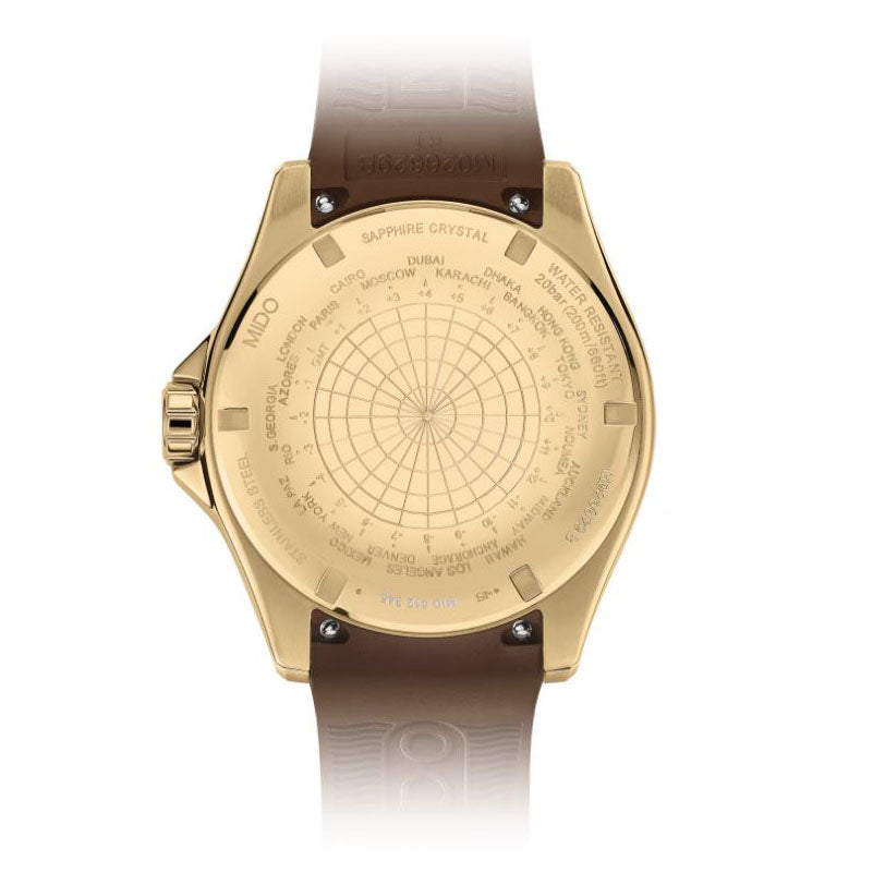 Montre Mido Ocean Star GMT 44mm noir automatique acier PVD finition or jaune M026.629.37.291.00