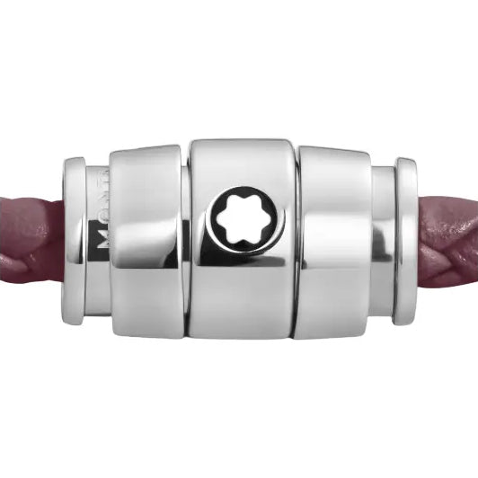Bracelet Montblanc 3 anneaux en acier et cuir Meisterstück Cassis taille S 13431360