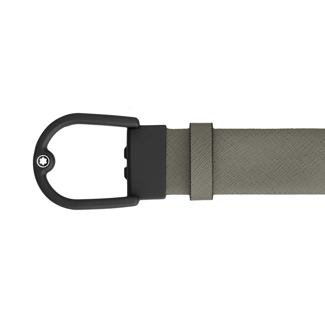 Ceinture en cuir gris moyen Montblanc 35 mm avec boucle en fer à cheval 199633