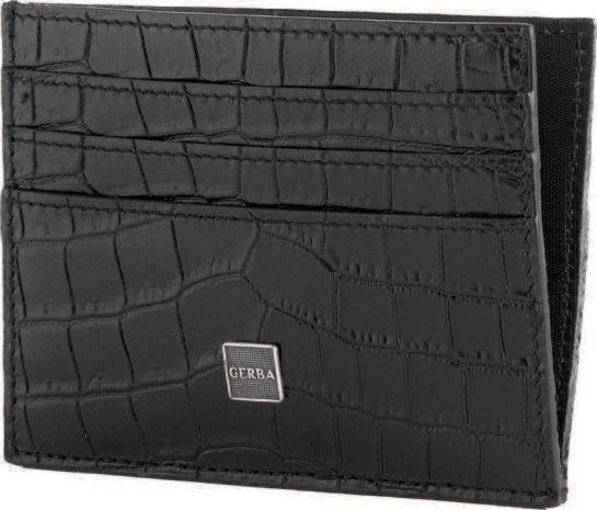 Gerba c.credito de piel de becerro coco y logo gerba plateado
