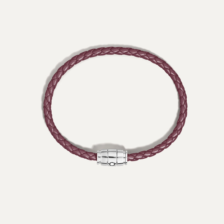 Bracelet Montblanc 3 anneaux en acier et cuir Meisterstück Cassis taille S 13431360