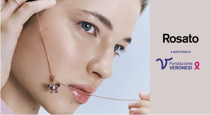Rosato Rebirth Butterfly charm pendentif pour Fondazione Veronesi argent 925 PVD finition or rose zircon cubique RZLE089