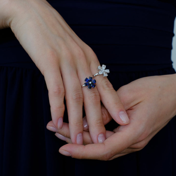 Bague Zydo avec fleur de diamant et pierres précieuses de couleur or rose 62221