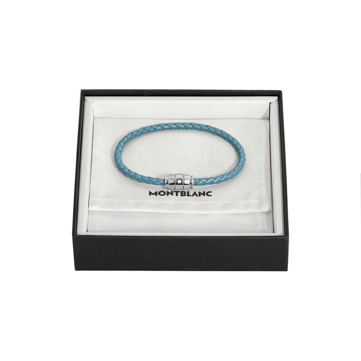 Montblanc 3-ring steel bracelet and Meisterstück Blue Fumè leather size S 13429360