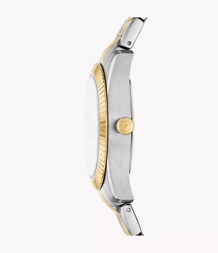 Reloj Fossil Scarlette 33mm cuarzo verde acero acabado PVD oro amarillo ES5388