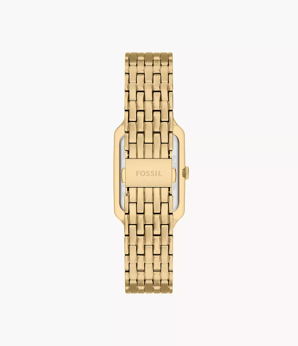 Reloj Fossil Raquel 23mm acero cuarzo verde acabado PVD oro amarillo ES5452