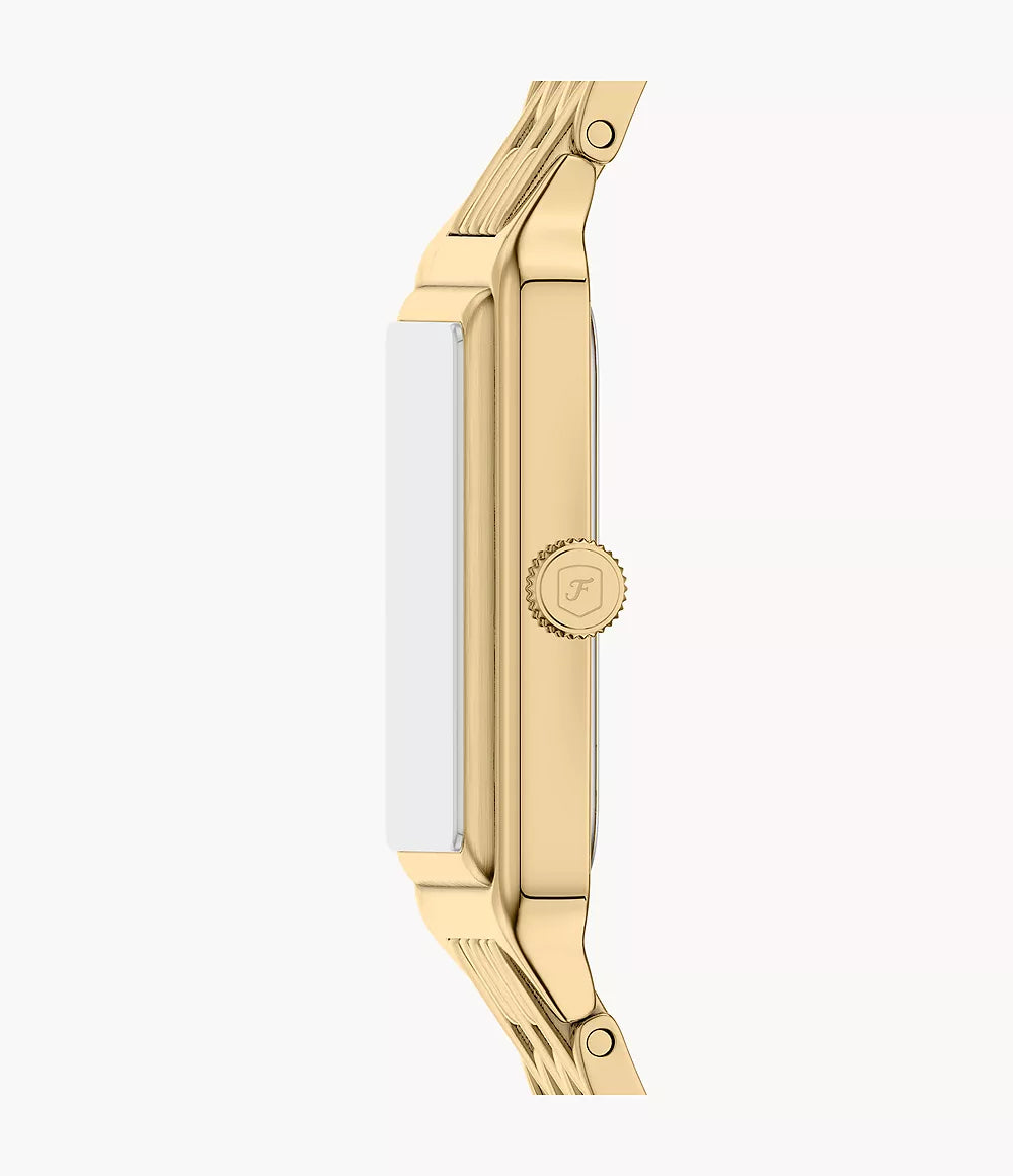 Reloj Fossil Raquel 23mm acero cuarzo verde acabado PVD oro amarillo ES5452