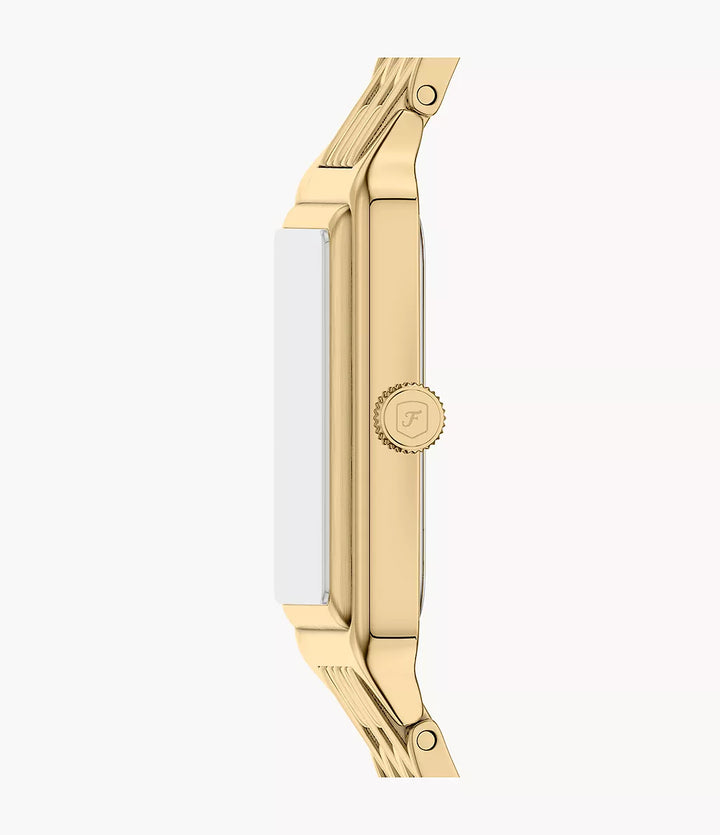 Reloj Fossil Raquel 23mm acero cuarzo verde acabado PVD oro amarillo ES5452