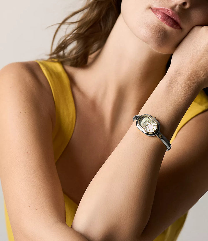 Montre Fossil Sloan 25mm nacre quartz acier finition PVD or jaune ES5455