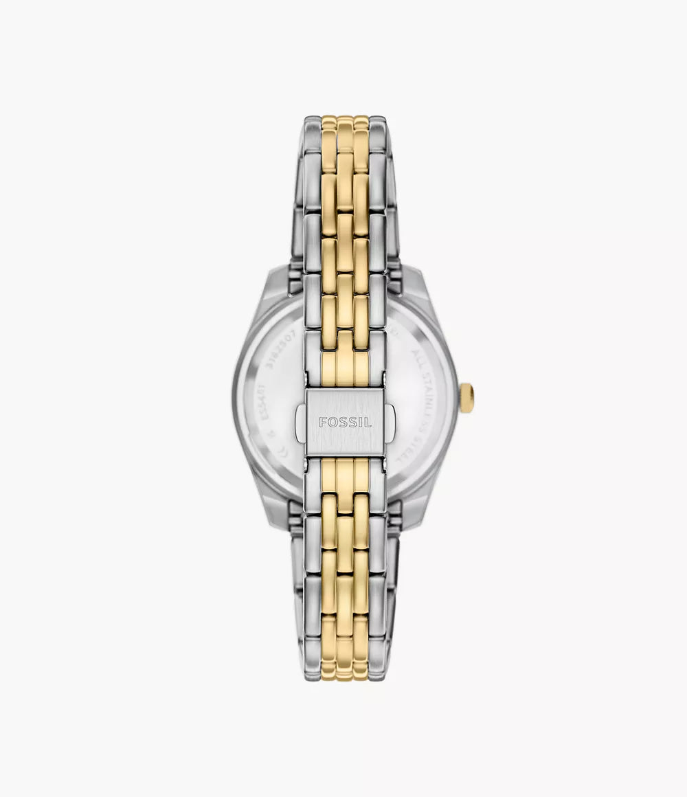 Montre Fossil Scarlette 33mm acier quartz bordeaux finition PVD or jaune ES5461