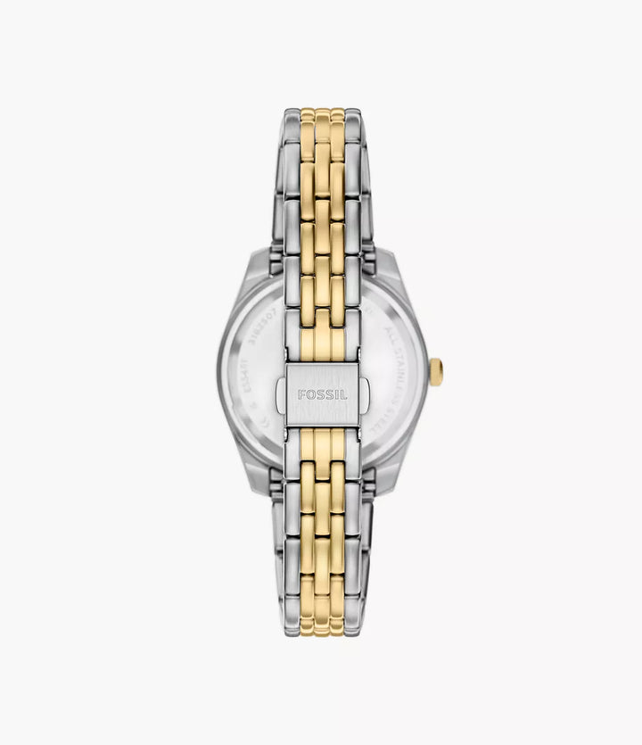 Montre Fossil Scarlette 33mm acier quartz bordeaux finition PVD or jaune ES5461