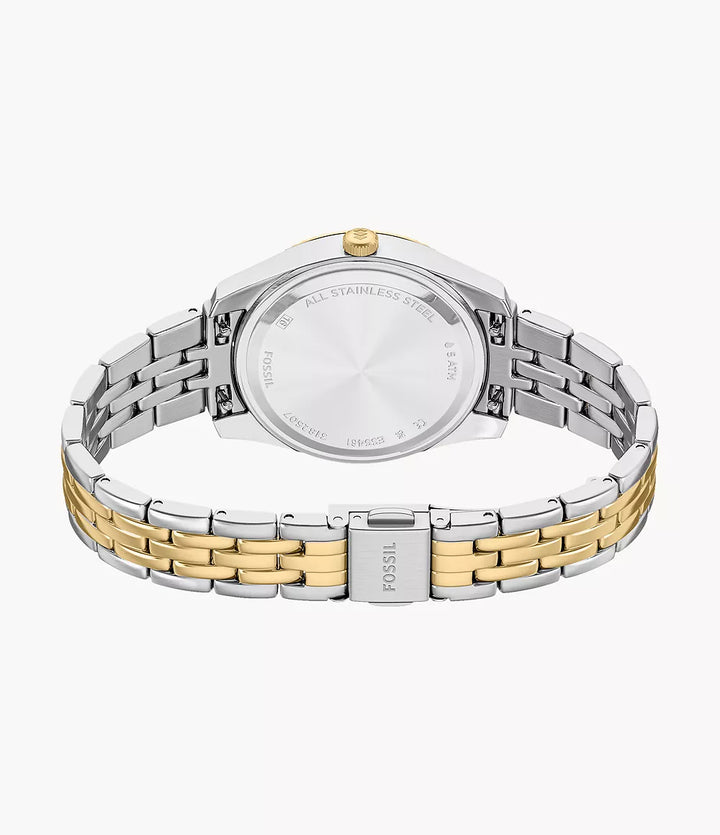Montre Fossil Scarlette 33mm acier quartz bordeaux finition PVD or jaune ES5461