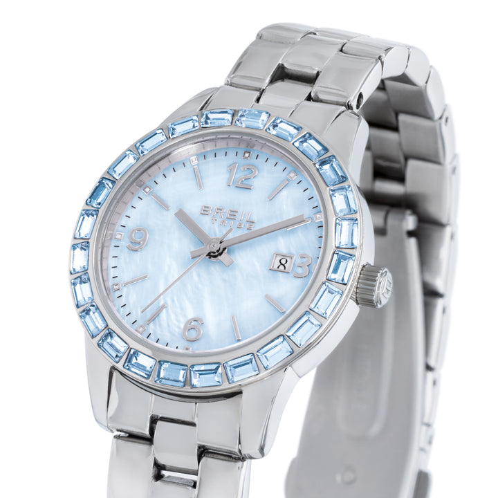 Montre Breil Glow And Go 30mm nacre bleu quartz acier EW0823