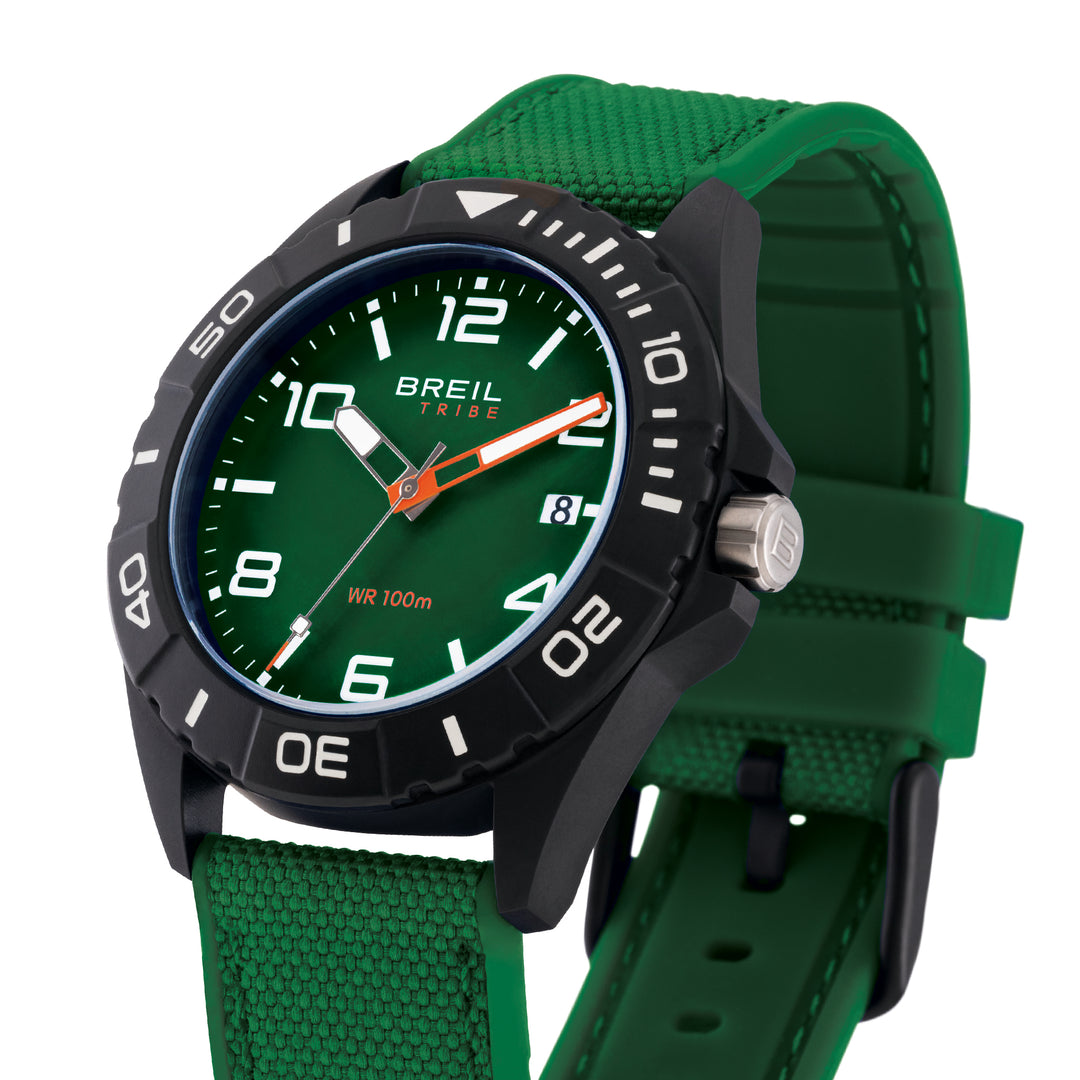 Reloj Breil Black Horizon 42mm acero cuarzo verde acabado PVD negro EW0836