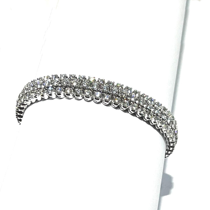 Bracelet tennis en or 18 carats triple diamant lentilles FCBT02890