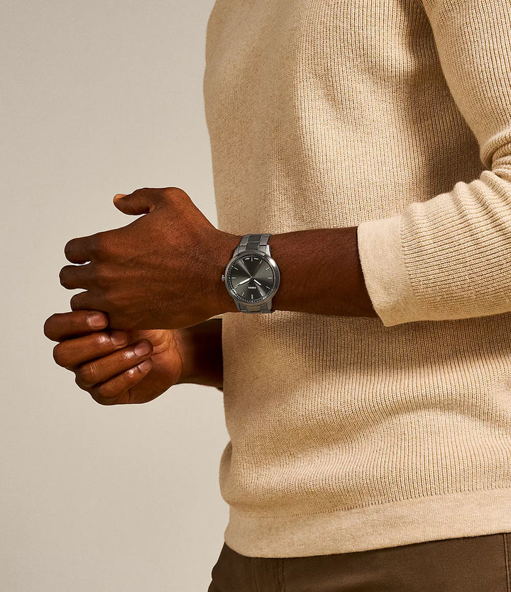 Fossil Minimalist watch 44mm gray quartz steel gray PVD finish FS5459