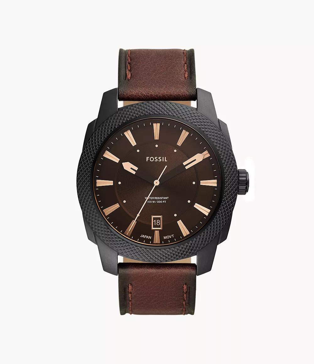 Reloj Fossil Machine 49mm acero cuarzo marrón pvd negro FS5972