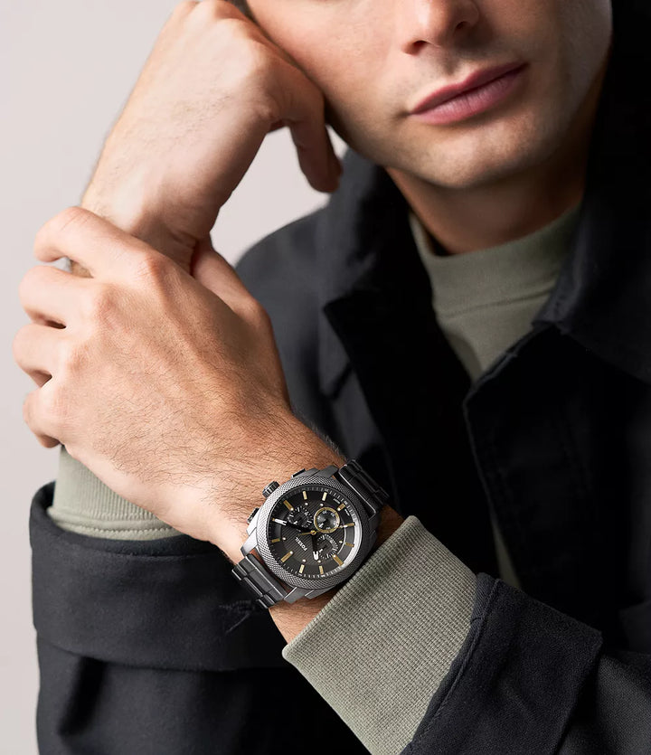 Montre Fossil Machine Chrono 44mm acier quartz gris finition PVD gunmetal FS6160