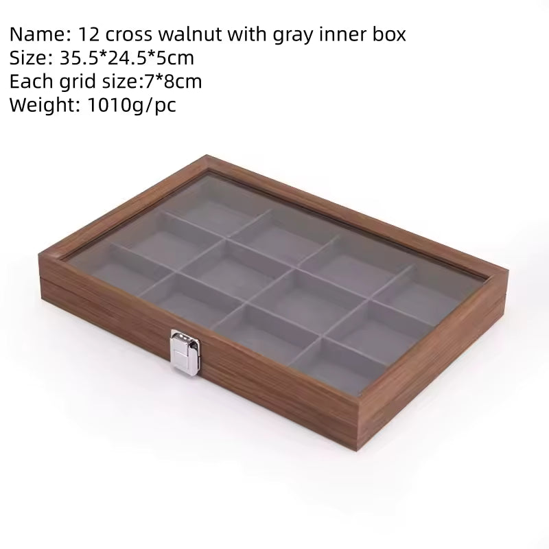 Capodagli walnut wood jewelry box 12 compartments dark gray interior CPD-BOX-12
