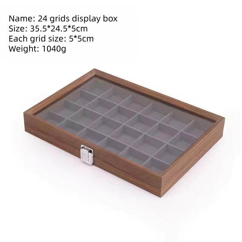 Capodagli walnut wood jewelry box 12 compartments dark gray interior CPD-BOX-12