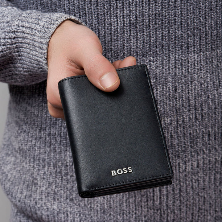 Hugo Boss Card holder with flap and money pocket Classic Smooth Black HLG403A