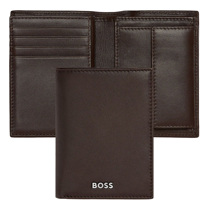 Hugo Boss Card holder with flap and money pocket Classic Smooth Brown HLG403Y