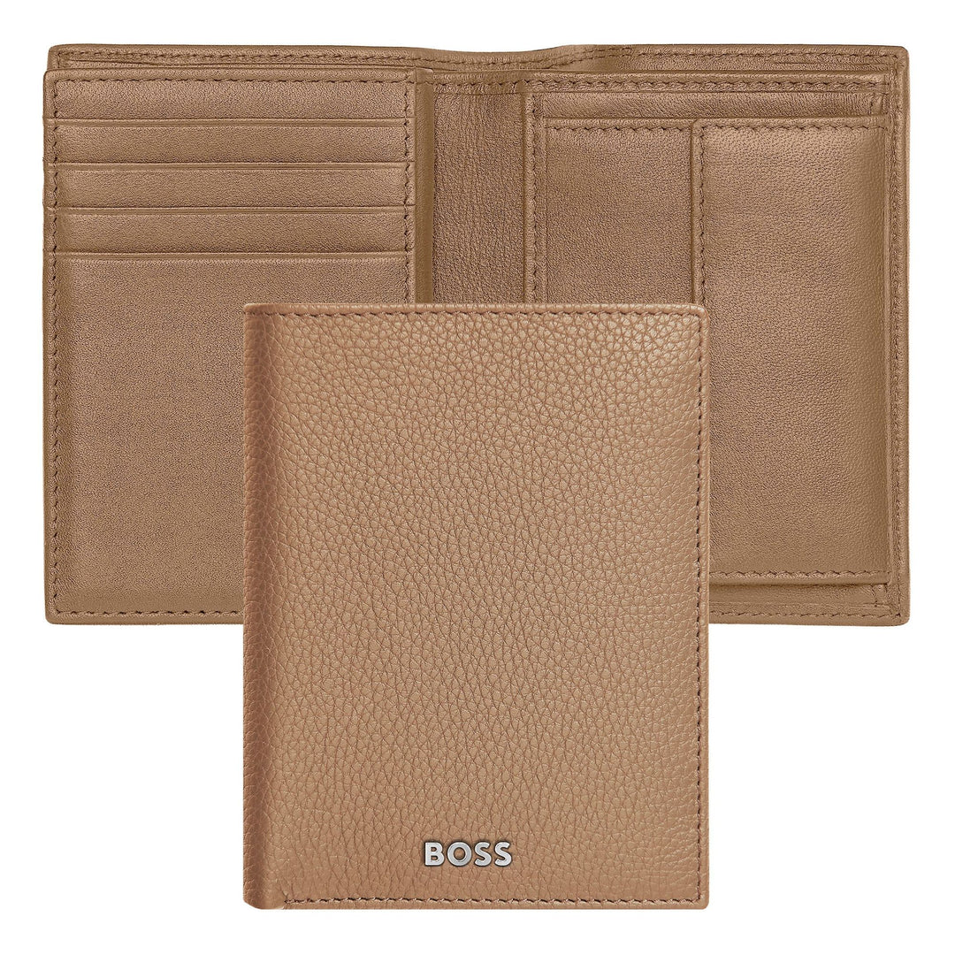 Hugo Boss Porte-cartes avec rabat et poche pour billets Classic Grained Camel HLG416X