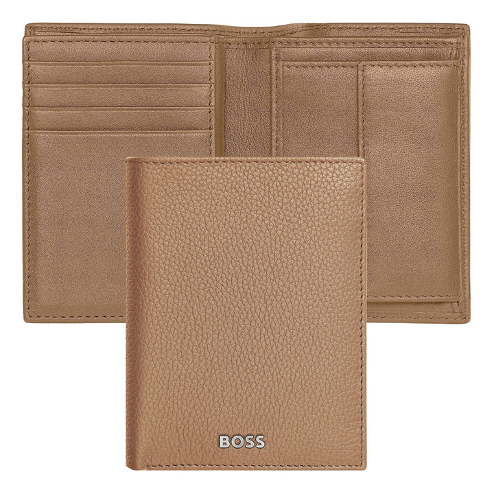 Hugo Boss Porte-cartes avec rabat et poche pour billets Classic Grained Camel HLG416X